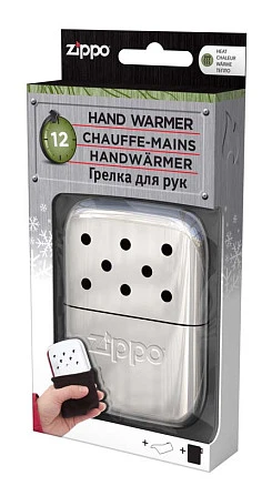Каталитическая грелка ZIPPO, алюминий с покрытием High Polish Chrome, серебристая, 12 ч, 66x13x99 мм
