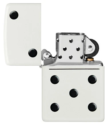 Зажигалка ZIPPO Domino Design с покрытием White Matte, латунь/сталь, белая, матовая, 38x13x57 мм
