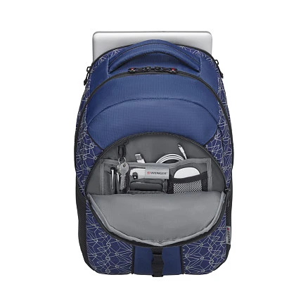 Рюкзак WENGER Sun 16'', синий со светоотражающим принтом, полиэстер, 35x27x47 см, 27 л