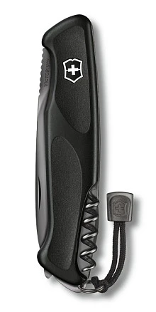 Нож перочинный VICTORINOX RangerGrip 55 Onyx Black, 130 мм, 12 функций, с фиксатором лезвия, чёрный