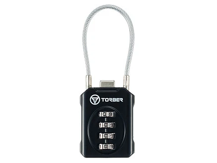 Замок кодовый TORBER, черный, цинковый сплав, 3 x 1,4 x 8 см