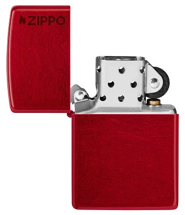 Зажигалка ZIPPO Logo с покрытием Candy Apple Red™, латунь/сталь, красная, глянцевая, 38x13x57 мм