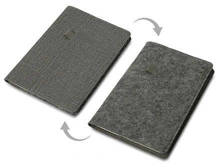 Двустороннее портфолио из рпет-фетра и искусственной кожи Felt, серый