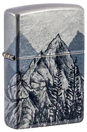 Зажигалка ZIPPO Mountain Sketch с покрытием 540 Tumbled Chrome, латунь/сталь, разно