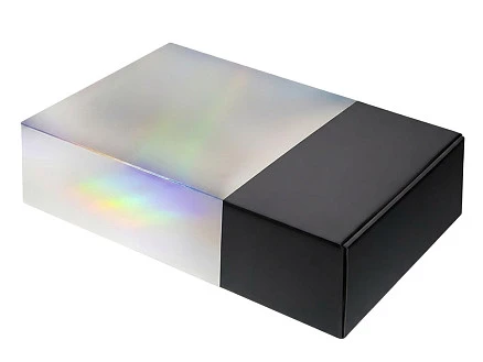 Подарочная коробка с голографическим шубером без печати Aurora, L, 260х260х100 мм.