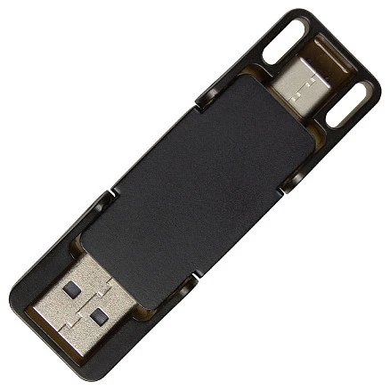 Флеш накопитель USB 2.0 + TYPE C , Palo Alto металл, черный матовый, 16 GB