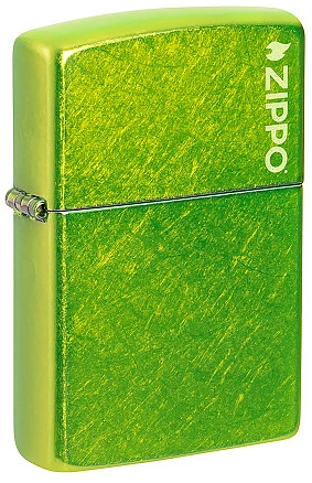 Зажигалка ZIPPO Logo с покрытием Lurid™, латунь/сталь, зеленая, глянцевая, 38x13x57 мм