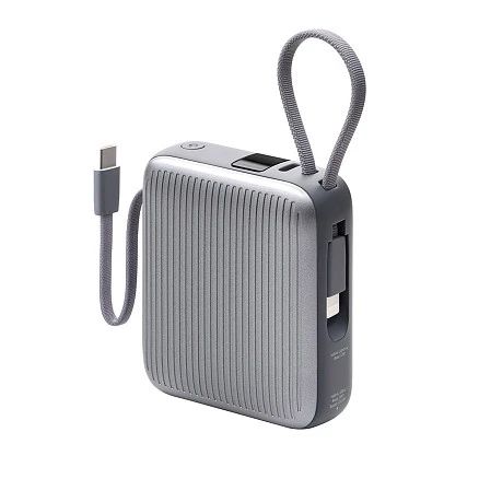 Внешний АКБ NRG Turbo Cable 10000 mAh, 22,5Вт, графит, Deppa