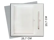 Коробка подарочная Solution Superior Alfa Linen под ежедневник и ручку, серебро, 25,7x25,7x2,8 см, бежевый ложемент