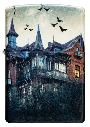 Зажигалка ZIPPO Horror House с покрытием 540 Matte, латунь/сталь, белая, 38x13x57 мм