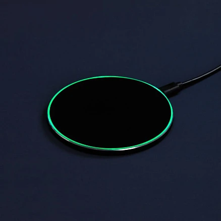 Беспроводное зарядное устройство с подсветкой Lightcore, черное