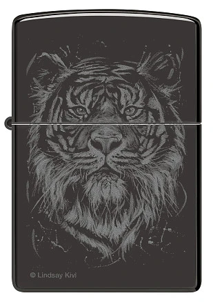 Зажигалка ZIPPO Big Cat с покрытием High Polish Black, латунь/сталь, черная, глянцевая, 38x13x57 мм