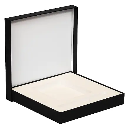 Коробка подарочная, размер 18*18*2 см, Solution Superior Linen, черная,  бежевый ложемент под ручку и прямоугольный предмет
