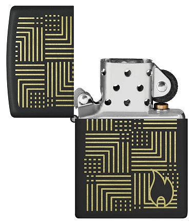 Зажигалка ZIPPO Reflection Design с покрытием Black Matte, латунь/сталь, черная, матовая, 38x13x57 мм