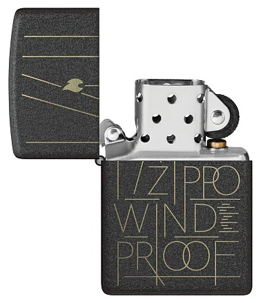 Зажигалка ZIPPO Line Art с покрытием Black Crackle™, латунь/сталь, чёрная, матовая, 38x13x57 мм