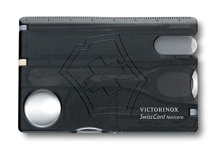 Швейцарская карточка VICTORINOX SwissCard Classic, 10 функций, полупрозрачная чёрная