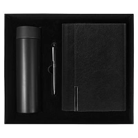 Набор подарочный Solution Superior Trio (ежедневник в суперобложке Country Liberty Mocca A5+, термос Positano, ручка Grand Diplomat), черный