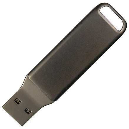 Флеш накопитель  USB 2.0 + TYPE C, FinTech, металл, темно-серый матовый, 16 GB