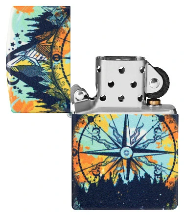 Зажигалка ZIPPO Compass с покрытием Glow In The Dark Green, латунь/сталь, разно