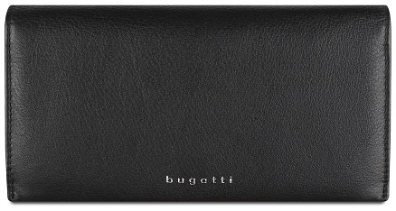 Кошелёк женский BUGATTI Lady Top, чёрный, натуральная воловья кожа, 19,5х2х10 см