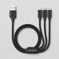 Дата-кабель 3 в 1: micro USB, USB-C, Ligthning, алюминий, 1.2м, черный, Deppa