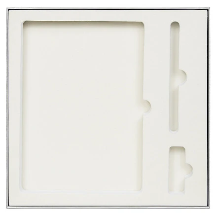 Коробка подарочная Solution Superior Linen под ежедневник, ручку и флешку, серебро, 25,7x25,7 см, бежевый ложемент