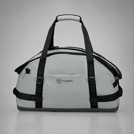 Сумка спортивная TORBER РИТМ, серый, полиэстер 900D с PU покрытием, 55 х 33 х 25 см, 45 л