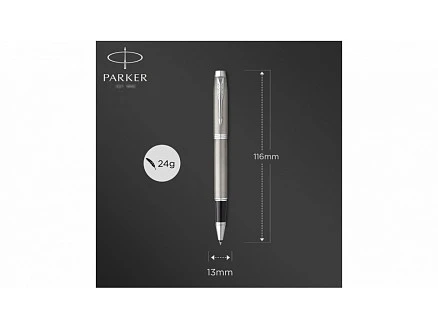 Ручка-роллер Parker IM Stainless Steel CT, стержень: F, цвет чернил: black, в подарочной упаковке