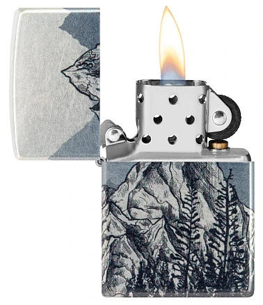 Зажигалка ZIPPO Mountain Sketch с покрытием 540 Tumbled Chrome, латунь/сталь, разно