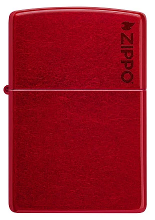 Зажигалка ZIPPO Logo с покрытием Candy Apple Red™, латунь/сталь, красная, глянцевая, 38x13x57 мм