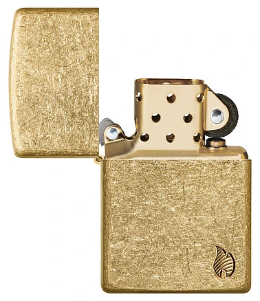 Зажигалка ZIPPO Armor® Flame c покрытием Tumbled Brass, латунь/сталь, золотистая, 38x13x57 мм
