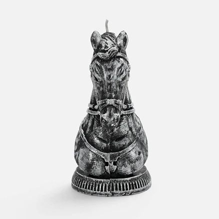 Свеча фигурная «Бюст лошади», серебристая