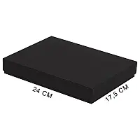 Коробка подарочная, размер 24*17,5*3 см, Solution Superior Linen, черная, бежевый ложемент под два прямоугольных предмета