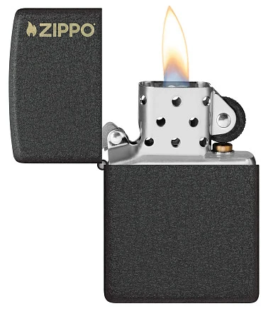 Зажигалка ZIPPO Logo с покрытием Black Crackle™, латунь/сталь, чёрная, матовая, 38x13x57 мм