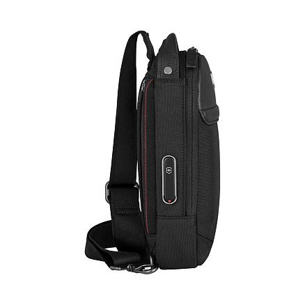 Рюкзак на одно плечо VICTORINOX Architecture Urban2 Sling Bag, черный, полиэстер/кожа, 17x8x28 см, 2 л