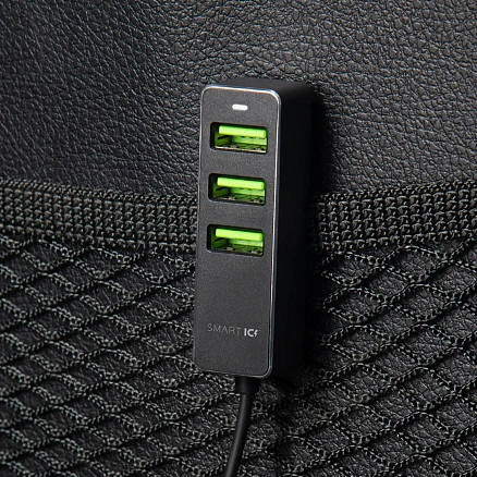АЗУ 1 USB + 3 USB для пассажиров, QC 3.0, 7А, алюминий, графит, Deppa