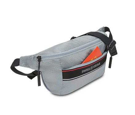 Сумка на пояс SWISSGEAR, светло-серая, полиэстер с плетением рип-стоп, 38 x 5 x 15 см