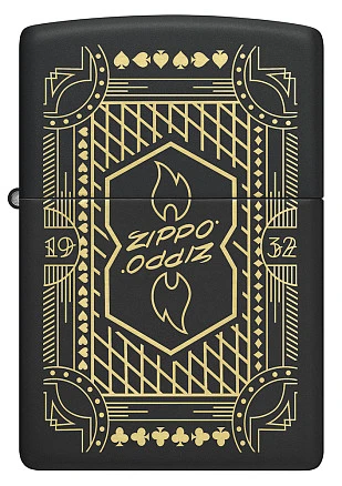 Зажигалка ZIPPO Lines Design с покрытием Black Matte, латунь/сталь, черная, матовая, 38x13x57 мм