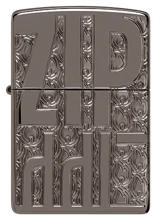 Зажигалка ZIPPO Reverse Carve с покрытием Black Ice®, латунь/сталь, чёрная, глянцевая, 38x13x57 мм