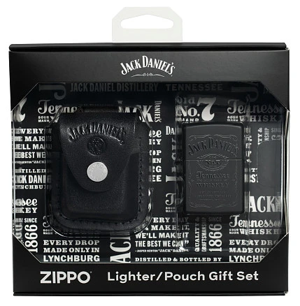 Набор ZIPPO Jack Daniels®: зажигалка с покрытием Black Matte и кожаный чехол в подарочной коробке