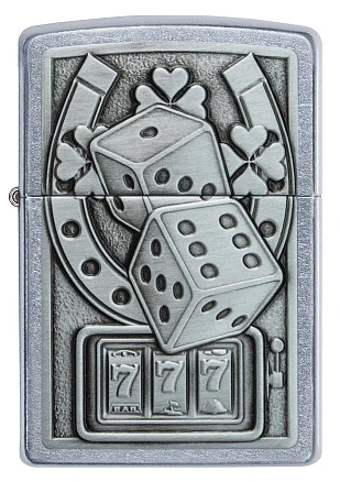 Зажигалка ZIPPO Lucky 7 с покрытием Street Chrome, латунь/сталь, серебристая, 38x13x57 мм