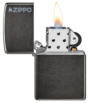 Зажигалка ZIPPO Logo с покрытием Gray Dusk, латунь/сталь, серая, матовая, 38x13x57 мм