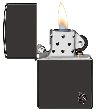 Зажигалка ZIPPO Armor® Flame c покрытием High Polish Black, латунь/сталь, черная, 38x13x57 мм