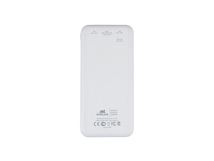 RIVACASE VA2540 (10 000mAh), QC/PD 20W внешний аккумулятор с дисплеем, белый 12/48