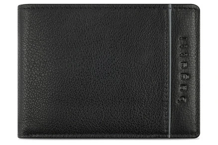 Портмоне BUGATTI Banda, с защитой данных RFID, чёрное, кожа козы/полиэстер, 12,5х2х9 см