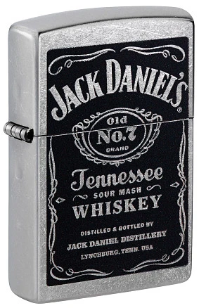 Зажигалка ZIPPO Jack Daniels® с покрытием Street Chrome, латунь/сталь, серебристая, 38x13x57 мм