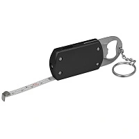 Брелок-открывашка с фонариком и рулеткой, 1 м, Tools Opener, черный