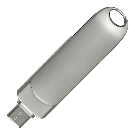 Флеш накопитель USB 2.0 + TYPE C Cupertino, металл, серебристый матовый, 32 GB