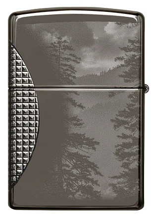 Зажигалка ZIPPO Armor™ Wolf  с покрытием High Polish Black Ice®, латунь/сталь, чёрная, 38x13x57 мм