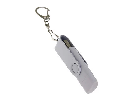 USB-флешка на 8 Гб 2 в 1 поворотный механизм, c дополнительным разъемом Type-C с одноцветным металлическим клипом, белый